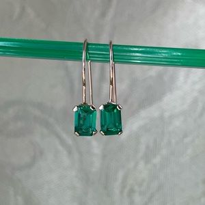 Solid 14k emerald earrings